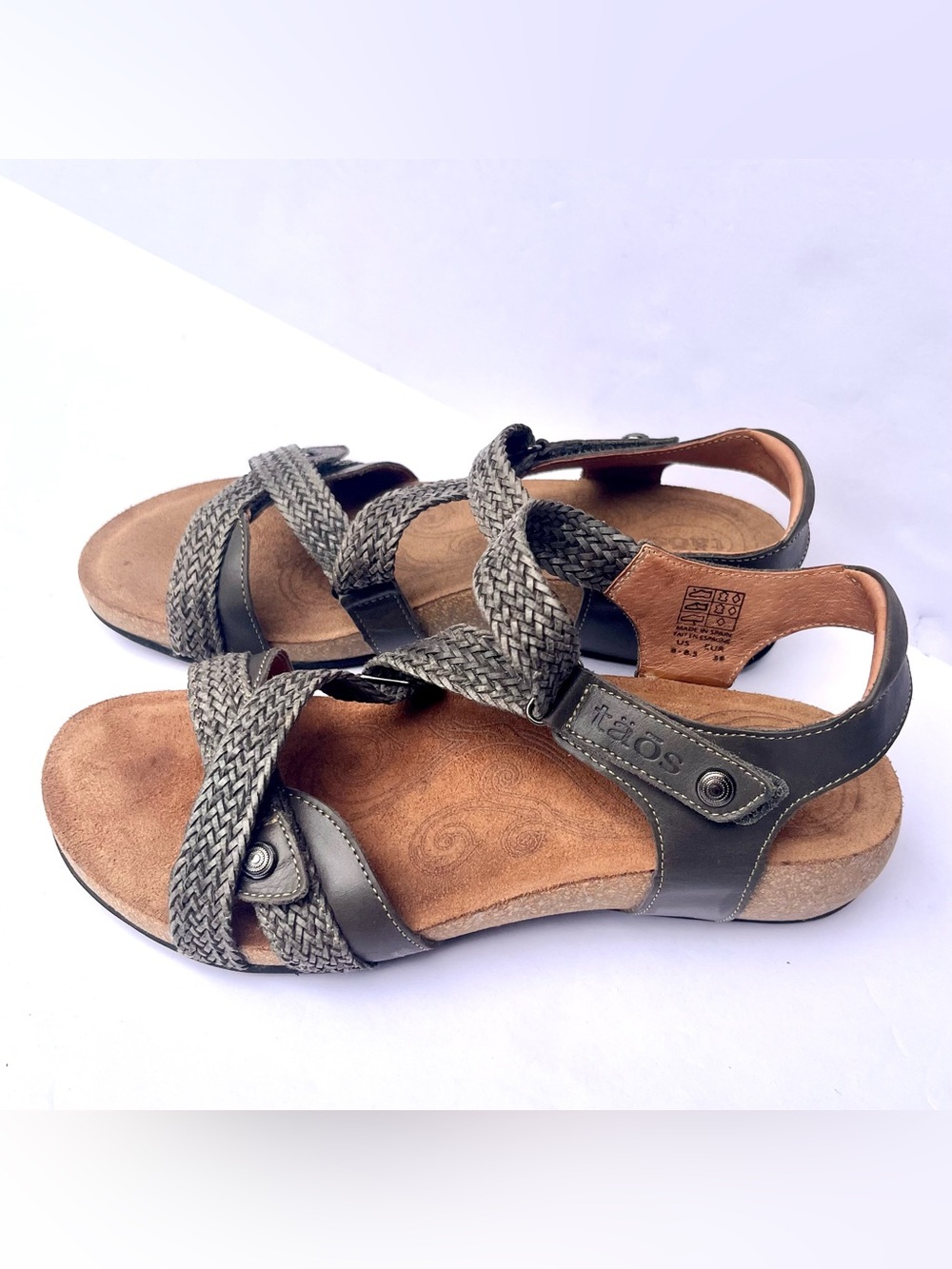 Taos Trulie Leather Sandals Comfort Shoes Braided Strap Boho Slingback 39 8-8.5 - Picture 4 of 13